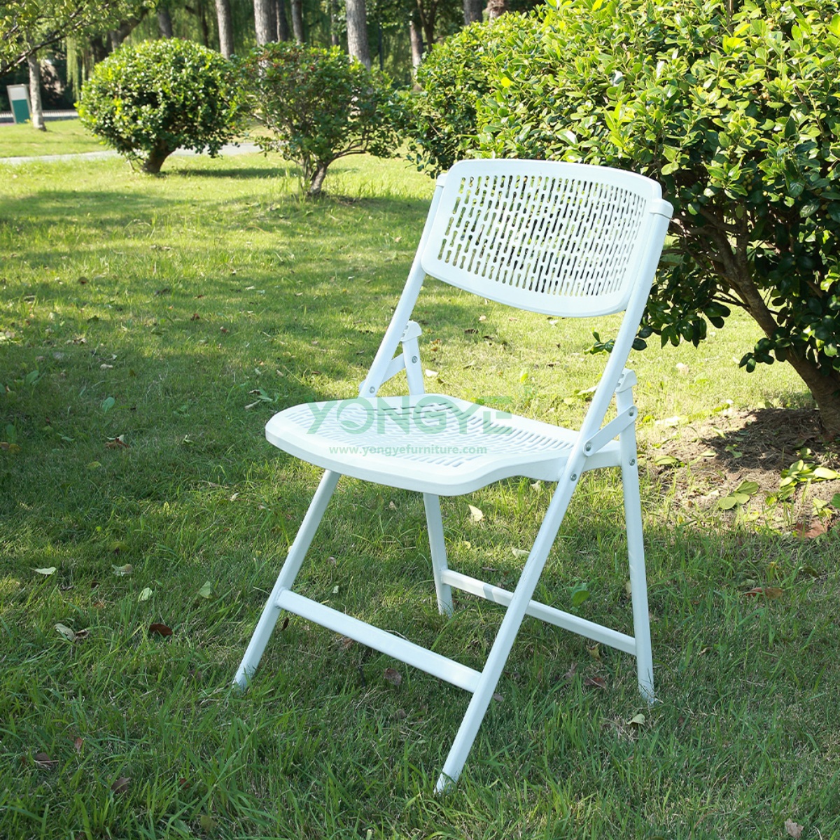 Mesh Vertical Leg Steel-plastic Folding Chair(1).png