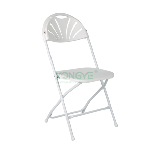 Lightweight foldable banquet office ploy fan back plastic folding chair
