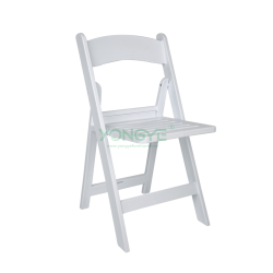 Foldable outdoor dinning events wood grain resin folding chair slat seat pad