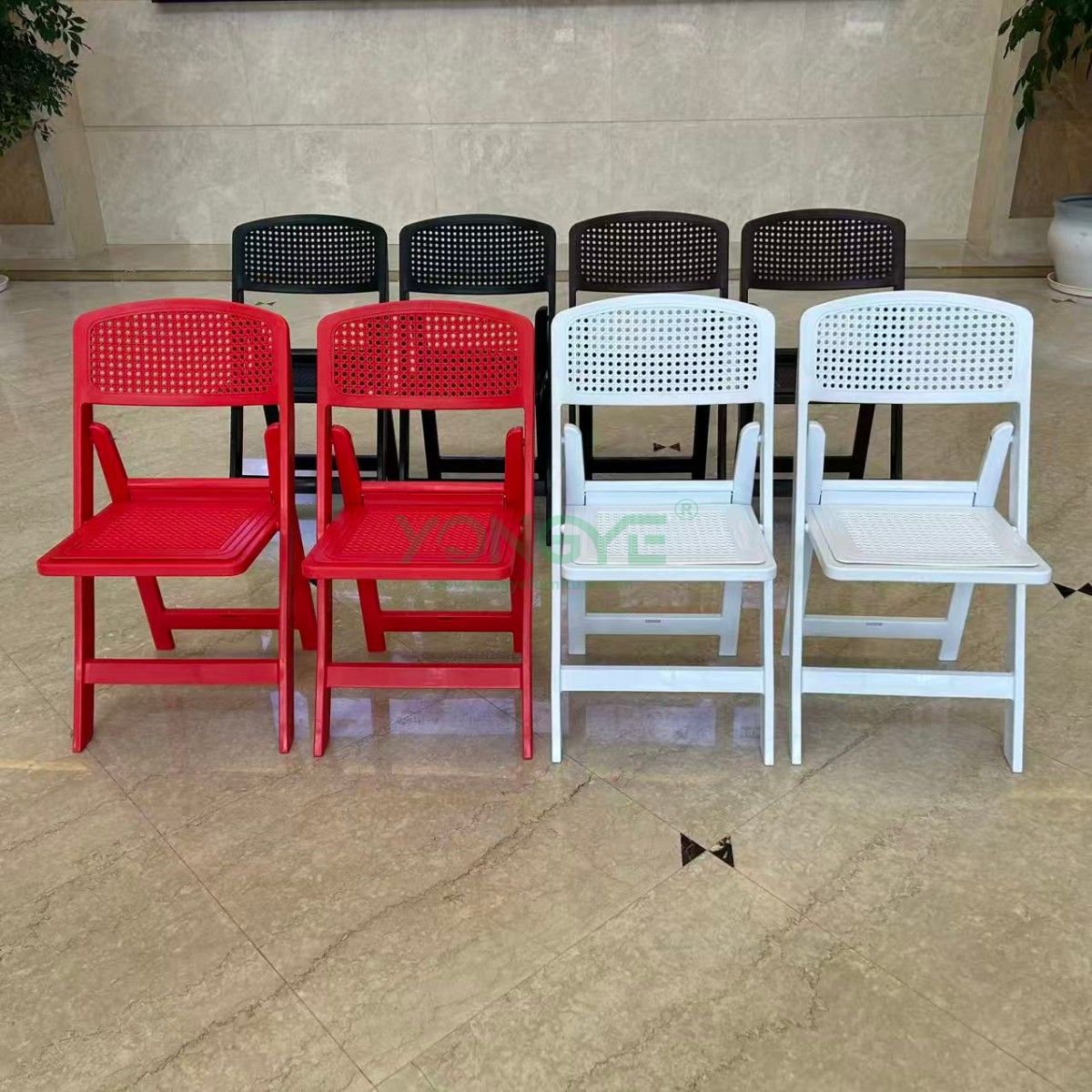 Patio events outdoor garden ratten holes seat back resin folding chair (1).jpg