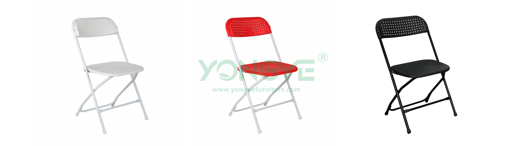 Black Steel & Plastic Folding ChairHoles On The Back & Seat (1).png