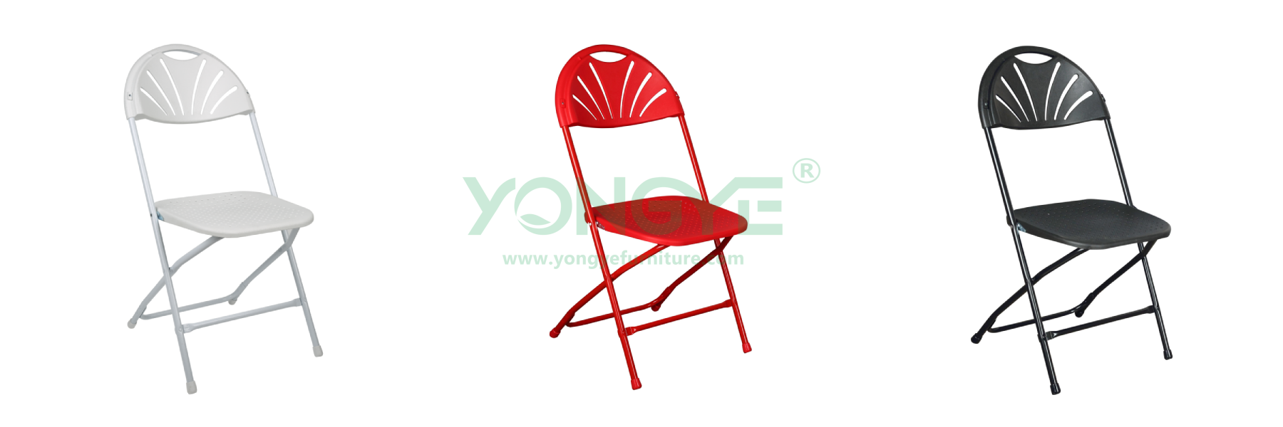 Black Fan Back Steel & Plastic Folding ChairHoles On The Seat (1).png