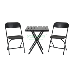 Outdoor indoor waterproof patio balcony resin table and plastic folding chair set