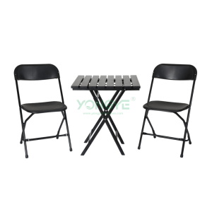 Outdoor indoor waterproof patio balcony resin table and plastic folding chair set