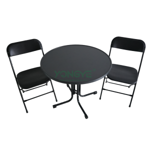 Foldable 60/70/80 short bar cocktail table and plastic folding chair set
