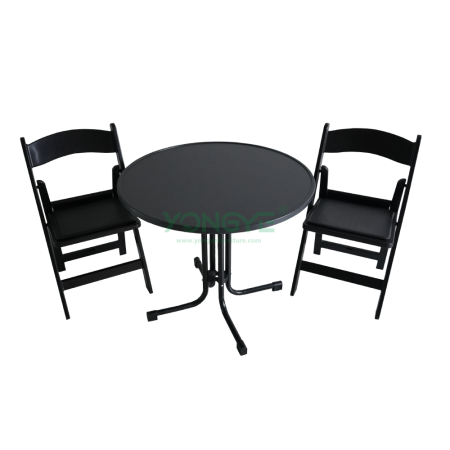 Foldable 60/70/80 short bar cocktail table and resin folding chair set