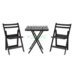 Outdoor indoor waterproof patio balcony resin table and slat back seat folding chair set
